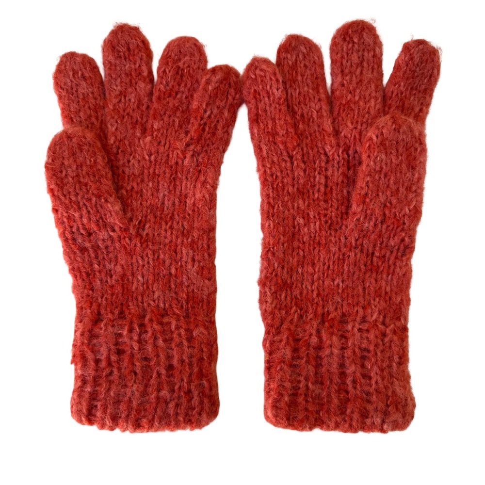 Gorpcore‎ Cozy Orange Chunky Knit Wool Blend Gloves Ribbed Cuff Winter Unisex